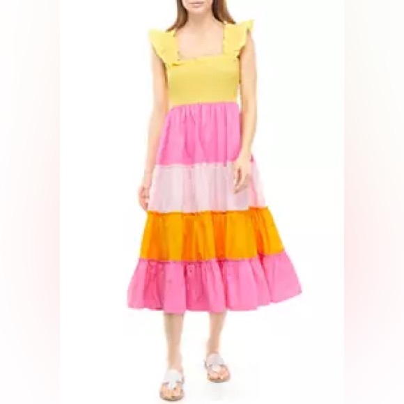 Multi Tiered Smock Dress Midi - Picture 1 of 4